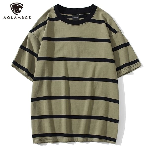 

aolamegs men t shirt color block print 3 color optional tee shirts simple high street basic all-match cargo male streetwear 220509, White;black