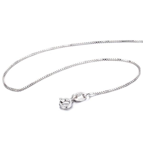 Cadeias de 35cm-80cm 0,65mm link fino Slim 925 Sterling Silver Rhodium Chain Chain Charcles