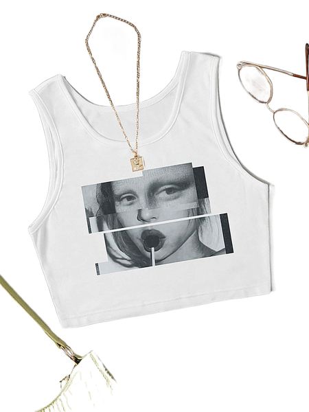 

figure graphic crop tank u7tr#, White