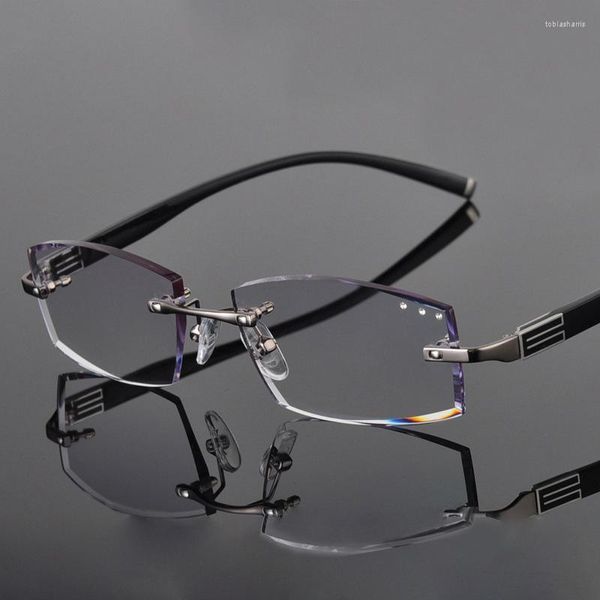 Moda Occhiali da sole Cornici Cubojue Occhiali da vista Uomo Occhiali senza montatura Diamante Rifilatura Tinta Colore MR-8 Occhiali per uomo Frameless