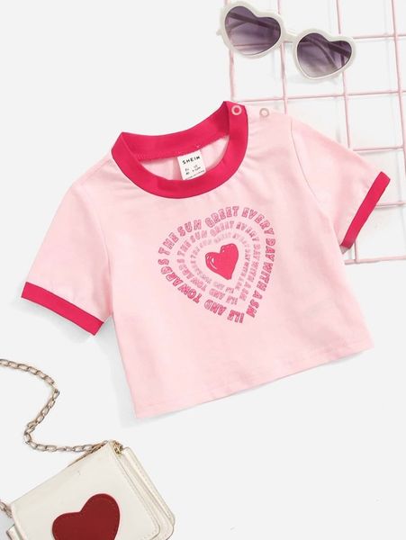 

baby heart and slogan graphic ringer she, Blue