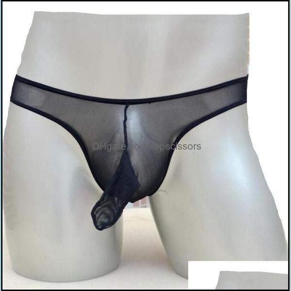 Durchsichtige Gay-Herren-Tanga-Unterwäsche, transparentes Netz, Penishülle, konvexer G-String, Homme Jockstrap S1015, Drop-Lieferung 2021 BriefsPanties S