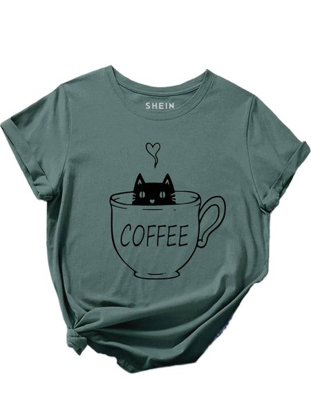 

cartoon & letter graphic tee 07j2#, White