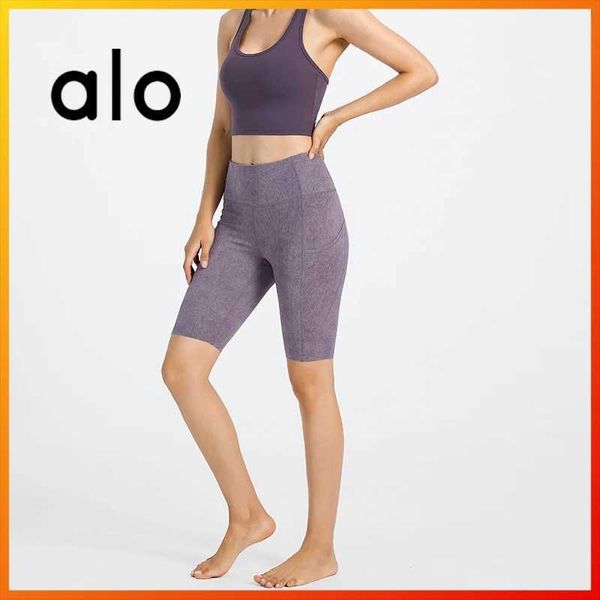 

alo yoga short summer women's sports shorts 6-color printing side pockets five-point shorts fitness running squat cycling pant