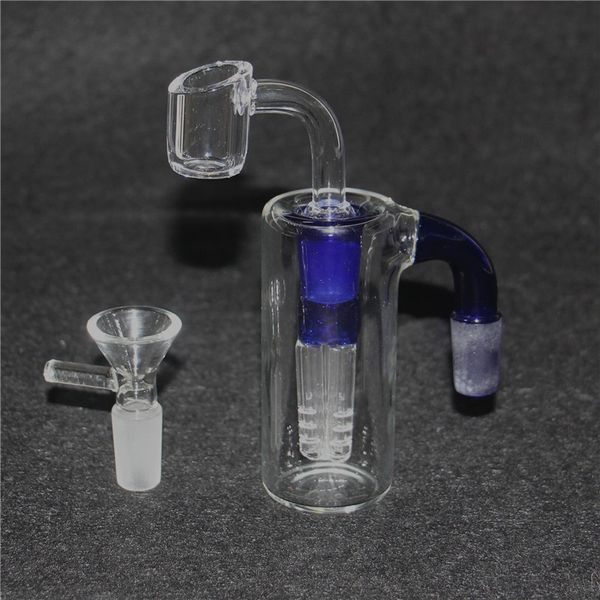 14 mm Glas-Aschefänger, Aschenfänger für Wasserpfeifen, Bong-Rauchzubehör, Glas-Aschefänger mit Quarzknaller, solide Seitenschale