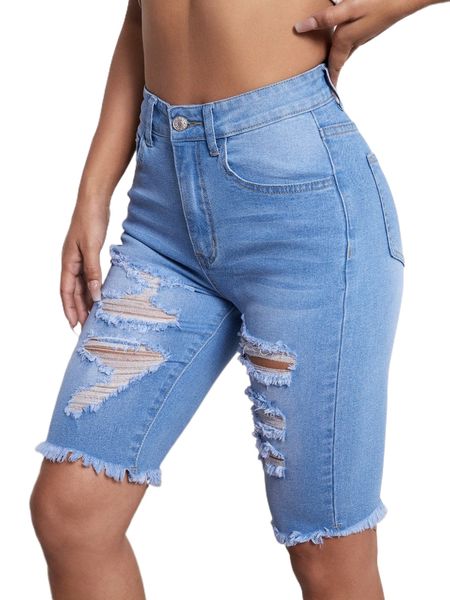 

ripped frayed raw trim denim shorts k8y8#, White;black