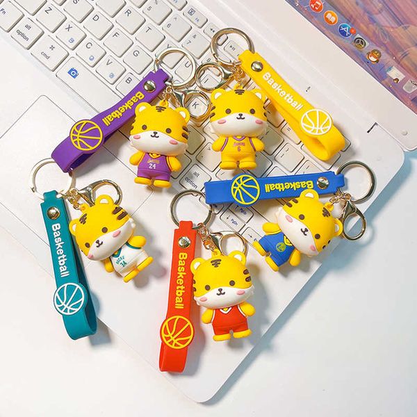 

keychains kawaii basketball player keyring chain split ring fob holder rings charms accessories for men chain christmas gift, Silver
