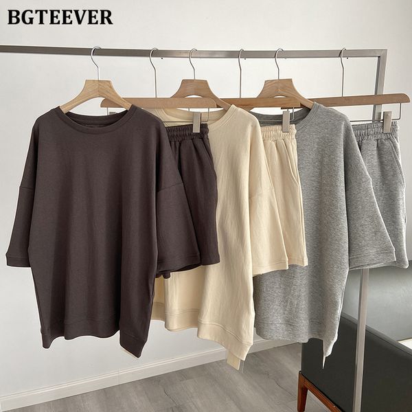 

summer casual women 2 pieces set o-neck ladies pullovers t-shirts &amp elastic waist drawstring shorts ladies tracksutis, White