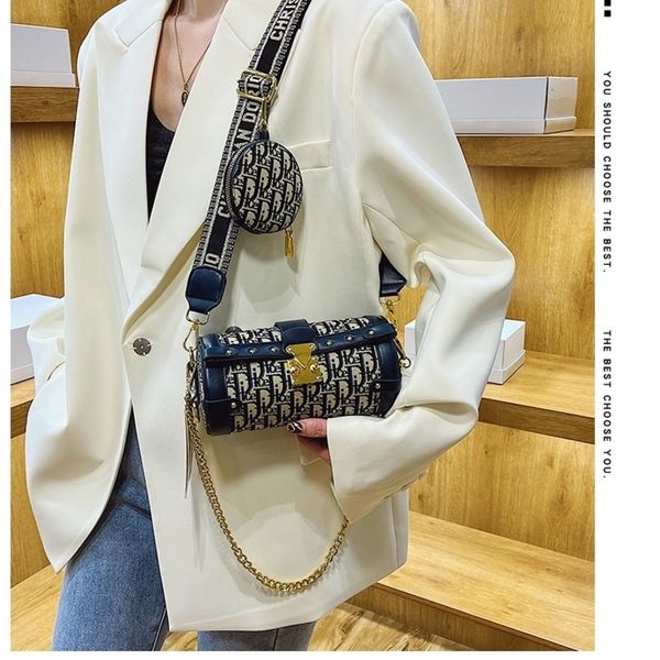 

79%2022 new luxury bags off letter embroidery net red chain single trend wide belt bagwomen's fashion bags