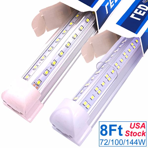 

8ft integrated led tube light v shape 72w 100w 144w (150w 200w 300w fluorescent equivalent), works without t8 ballast, plug and play, clear