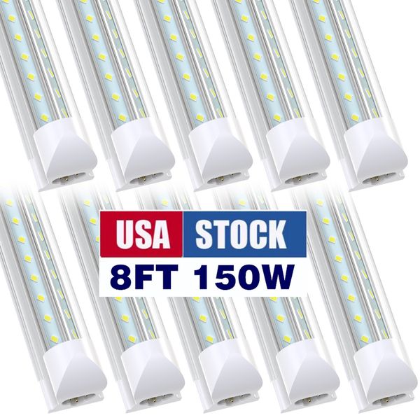 JESLED V-förmige 4ft 8ft 150W Kühler-Tür-LED-Röhren T8 Integrierte LED-Röhre Doppelte Seiten Shop-Leuchten Verknüpfbare Oberflächenmontagevorrichtung Lagerbestand in den USA, Plug-and-Play