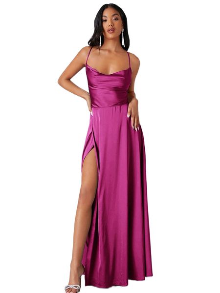 

crisscross backless wrap satin prom dress e6q1#, Black;gray