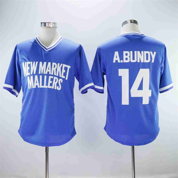 

al bundy 14 new market mallers movie baseball jersey white, Blue;black