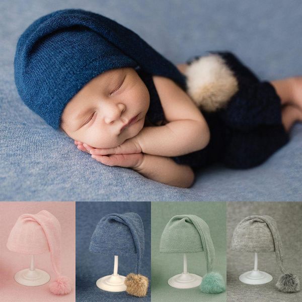 

1 pcs newborn pgraphy hat baby beanies knit fur ball p studio props accessories, Yellow