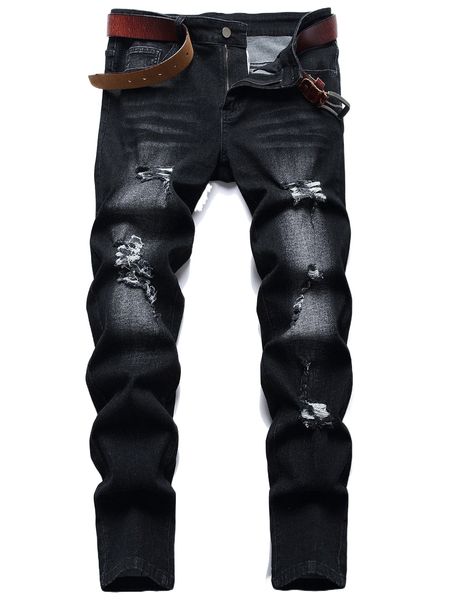 

men ripped detail jeans without belt c2bv#, Blue