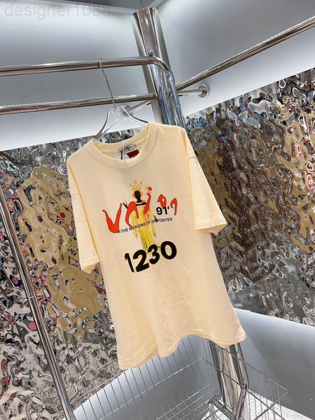 

women's t-shirt designer 22 spring and summer new fashion br niche design 123 flame printing loose high street t-shirt men's women, White