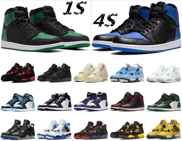 

2022 1 og 1s mens basketball shoes 4 4s bordeaux heritage bred patent hyper royal university blue lucky green men sports women designer snea