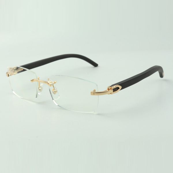 Montatura per occhiali semplice 3524012 con gambe in legno nero e lenti da 56 mm per unisex