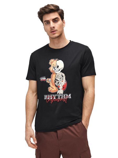 

men cartoon and letter graphic tee y0nr#, White;black