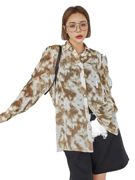 

dazy tie dye puff sleeve blouse x1ue#, White