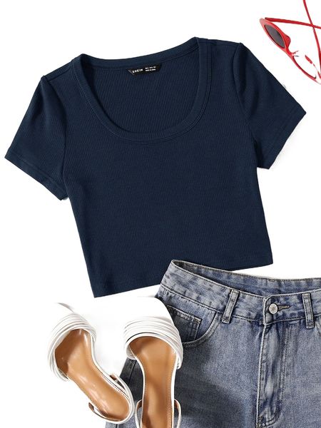 

rib-knit solid tee n3az#, White