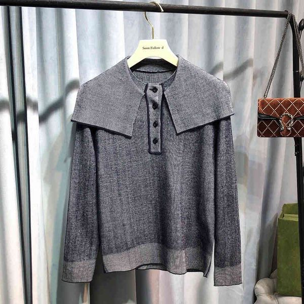 

women's knits & tees double festival special price doll collar large lapel soft waxy skin friendly thin sweater for women f5ye, White