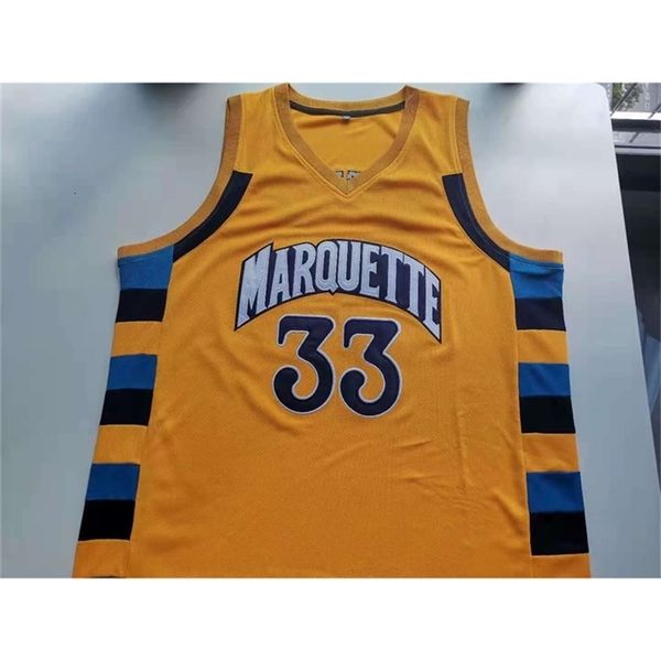 Uf chen37 raro camisa de basquete masculino jovens mulheres vintage #33 Jimmy Butler 33 Marquette Yellow High School College Size S-5xl Custom Qualquer nome ou número