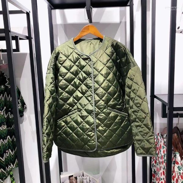 PARKAS PARKAS 2022 PLAIDA PLAIDA CALA BLATE VERDE MODIDADE Damas de manga longa de peito de peito único Split Jacket