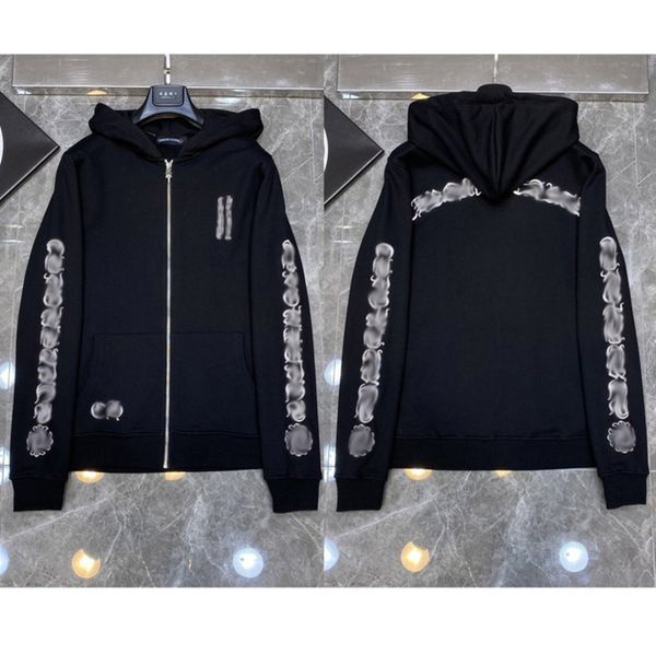 

men's brand luxury jackets zipper men hoodies designer horseshoe cross fashion print ch sweatshirts women loose coat casual pullover h, Black;brown