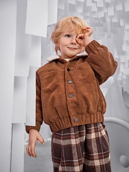 

toddler boys pocket front borg collar jacket she, Blue;gray