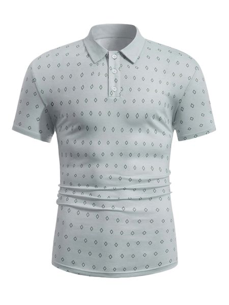 

men allover geo print polo shirt 58y1#, White;black