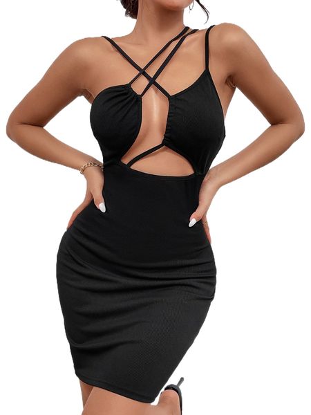 

cut out solid bodycon dress n5yt#, Black;gray