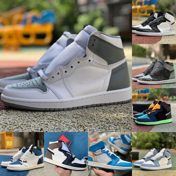 

jumpman 1 1s high sports basketball shoes men women stage haze stealth bio hack shadow 2.0 bred patent atmosphere hyper royal dark mocha des, Black