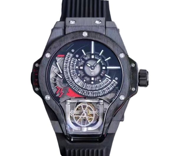 

fashion men's automatic mechanical watch 45mm sports life waterproof rubber strap designer movement watches watches for men, Slivery;brown