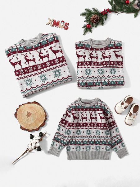 

1pc christmas pattern sweater s5vo#, White;black