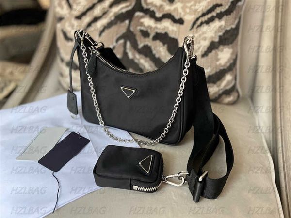 

re-edition 2005 re-nylon bag iconic mini hobo bag versatile shoulder bag detachable pouch removable chain handle triangle purses designer