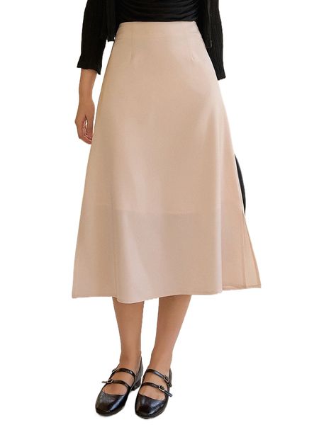 

dazy high waist solid a-line skirt k5z9#, Black