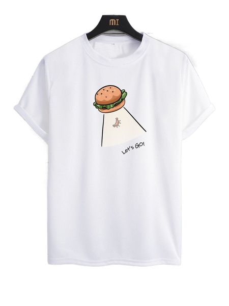 

men slogan & cartoon graphic tee o2p3#, White;black