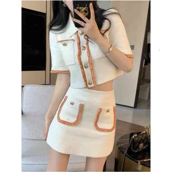 

women's tracksuits chaopai spring and summer style small fragrance lapel fashion suit female celebrity french skirt two-piece set swo8, Gray
