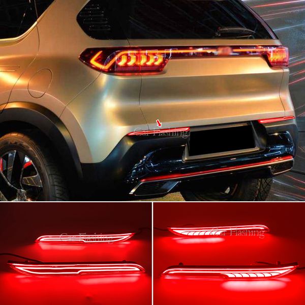 

1 pair for kia sonet 2020 2021 rear bumper reflector light with turn signal light led parking warning lamp tail brake light