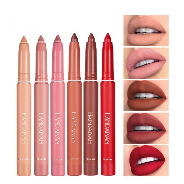 Handaiyan Lipliner-Stifte, matt, Lippenstift, Stift, Buntstift, doppelter Verwendungszweck, natürlich, wasserfest, leicht zu tragen, langlebig, 12 Farben, Großhandel für Lippenliner