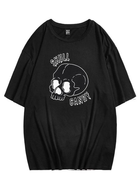 

x vamp punch men skull & letter print tee k1bt#, White;black