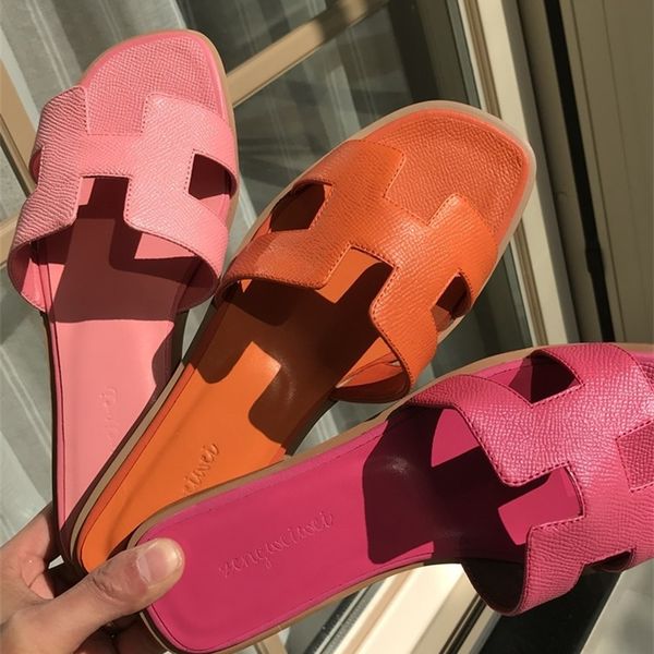 

slippers guangzhou leather slippers net red women's flat bottomed beach sandals s41z, Black