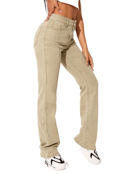 

washed straight leg jeans k00u#, Blue