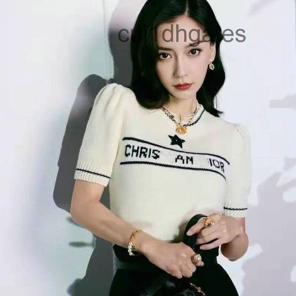 

2022 designer di or t shirt and tees dress spring summer d family yang ying's same short sleeved sweater women, White;black
