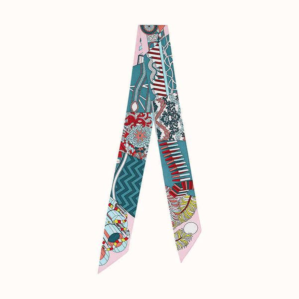

luxury brand design bag twill silk scarves women neckerchief hijab 2022 fashion hair scarf warps headbands, Blue;gray