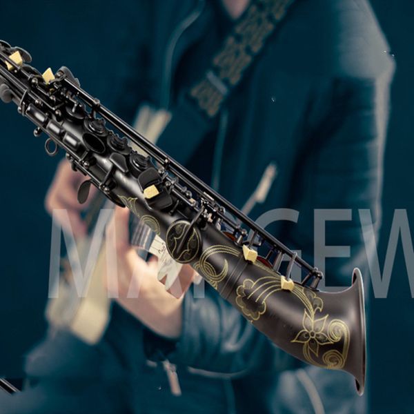 

mss-909 brass bb matt all black nickel elbow/pipe soprano saxophone with f#