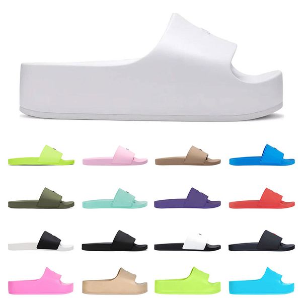 

wmns rubber pool slides writing designer women chunky slipper summer men slide beige white black fluo green grey outdoor slippers