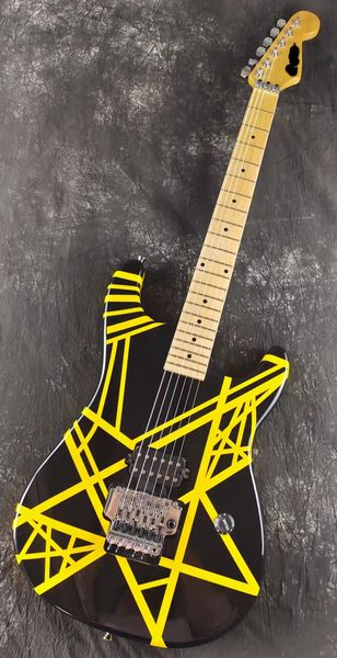 

electric guitar, black and yellow stripes, good maple fingerboard, sold in stock