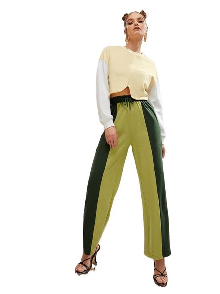 

x susan. k colorblock drawstring waist sweatpants m0ur#, Black;white